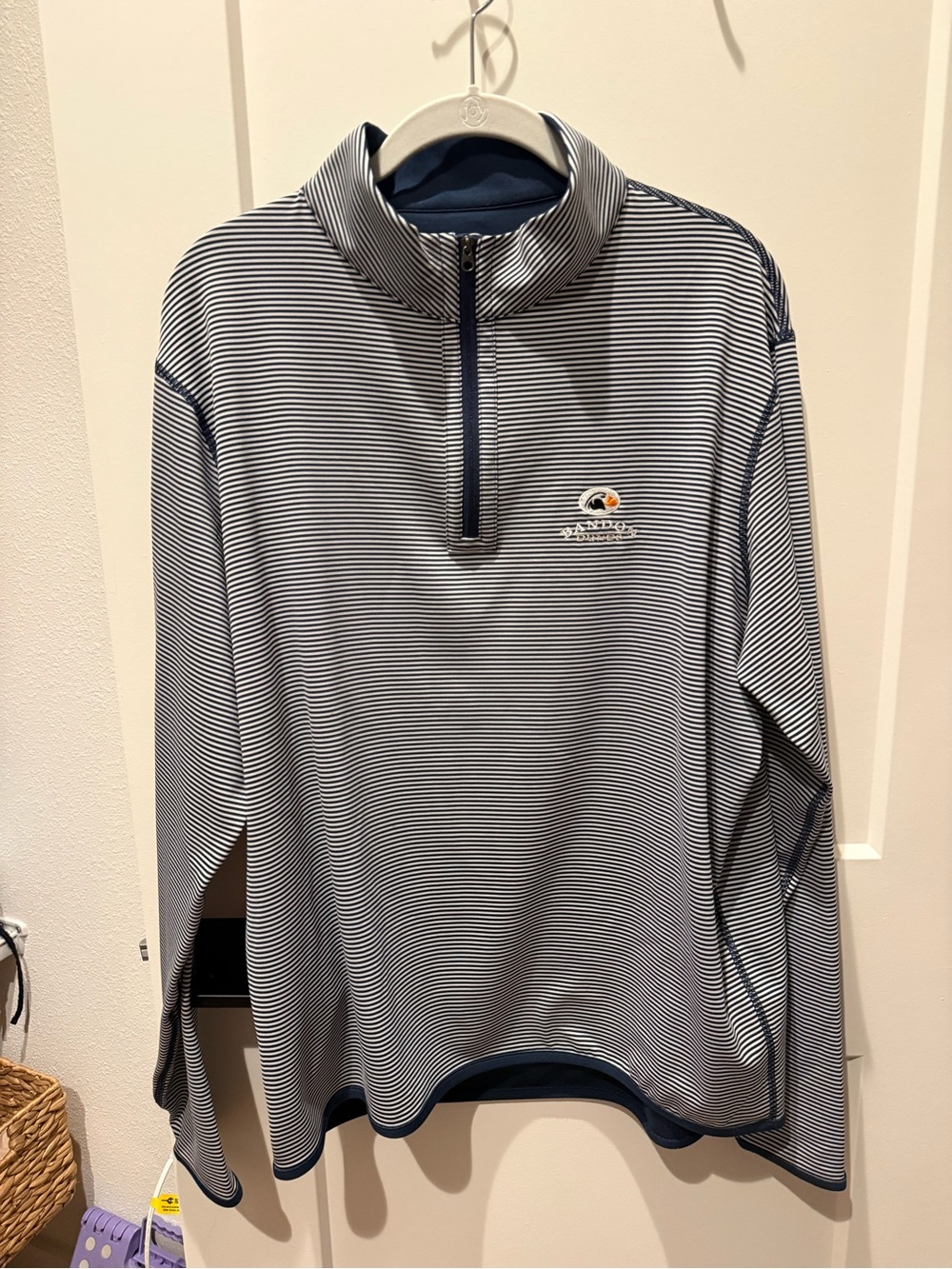 Bandon Dunes Peter Miller Striped Quarter-Zip Pullover - Navy & White